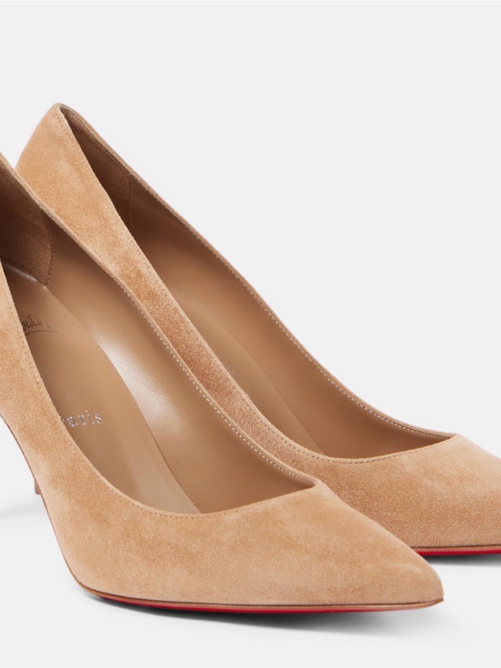 Christian Louboutin Tan Suede Pointed-Toe Pumps 38.5